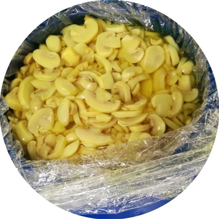Sliced white mushroom in SO2 in barrel
