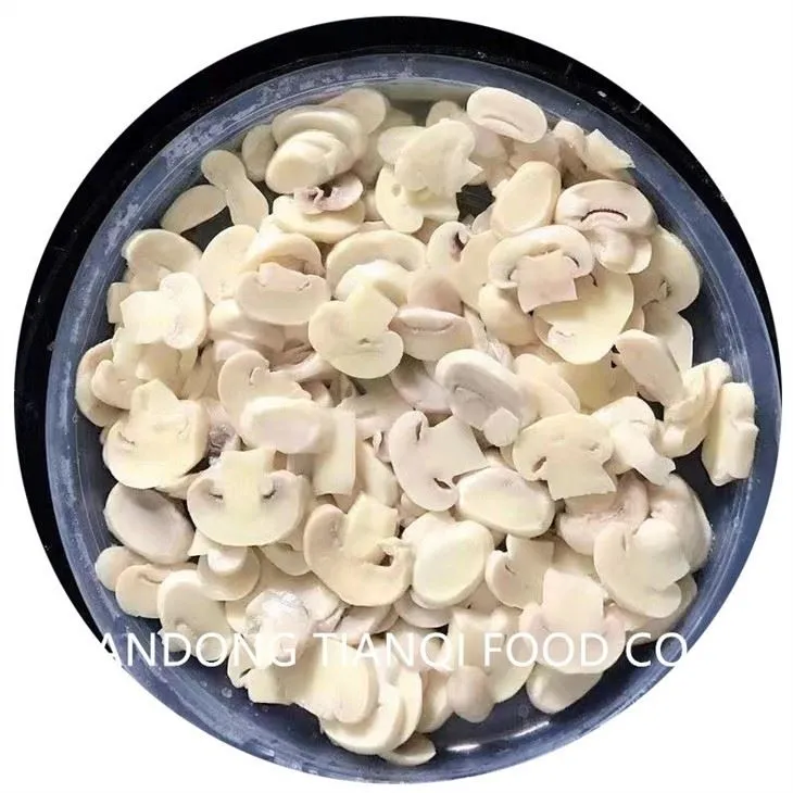 Slice brined mushroom in plastic drums